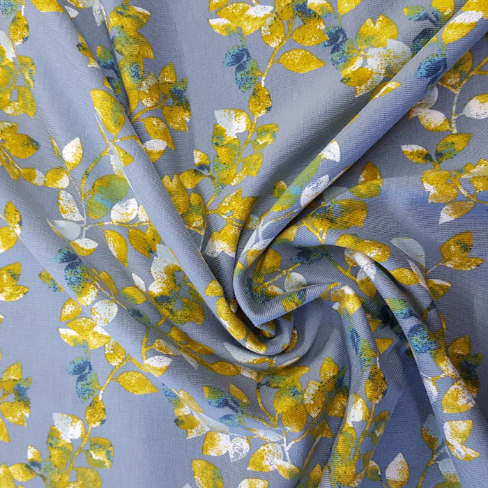 Jersey Fabric Teal/Mustard Floral - The Fabric Bee