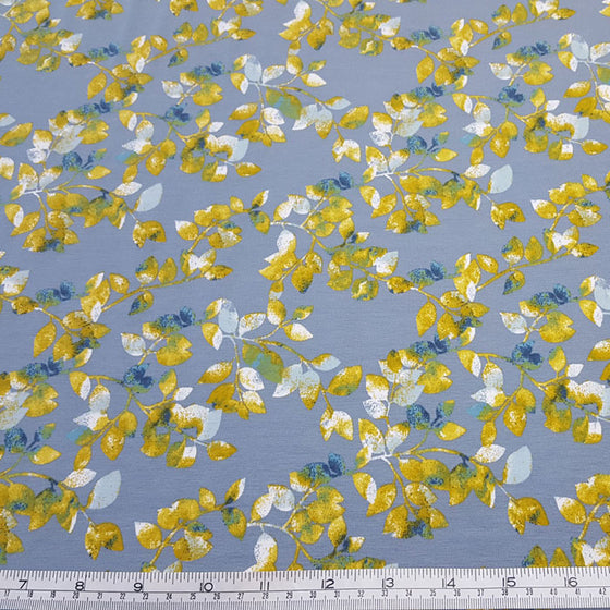 Jersey Fabric Teal/Mustard Floral - The Fabric Bee