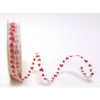 Organza Ribbon White with Red Hearts 2154 1510-2 - The Fabric Bee