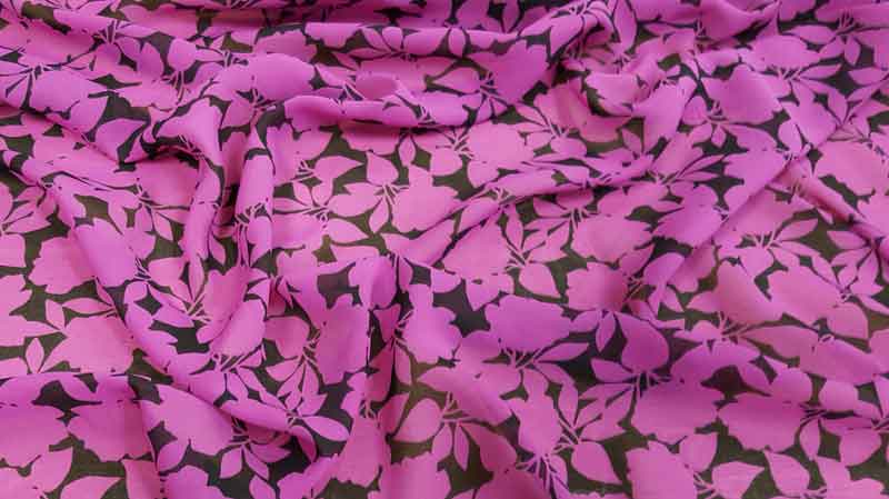 Polyester Chiffon 277104 Fuchsia/Black - The Fabric Bee