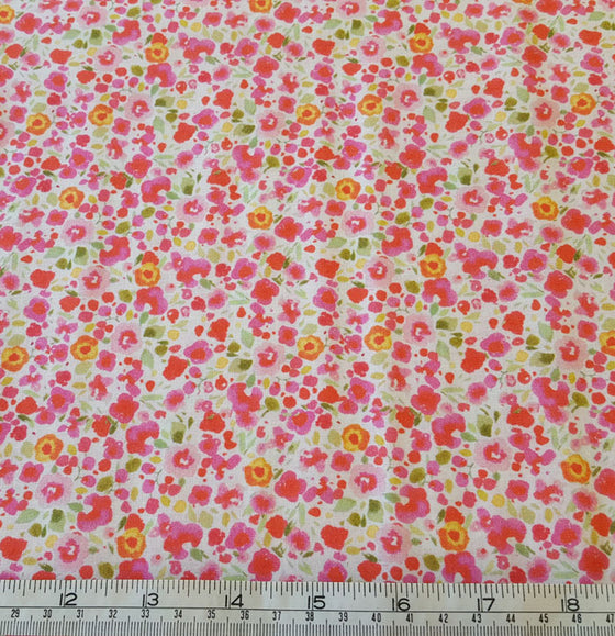 Cotton Lawn Pink Ditsy Floral - The Fabric Bee