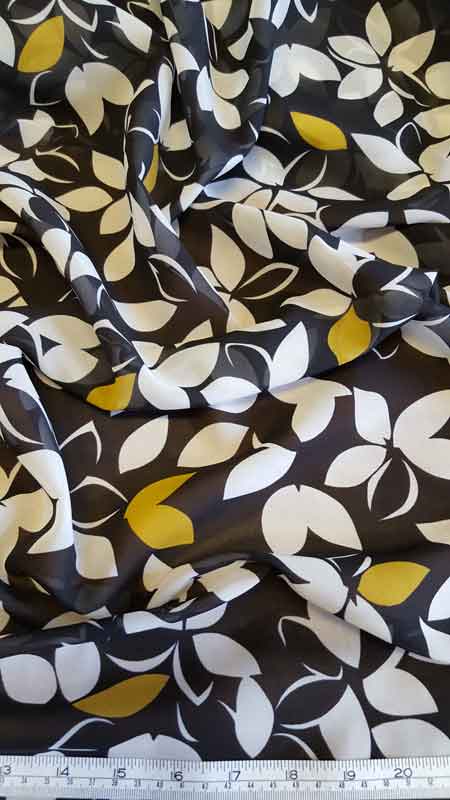 Polyester Floral Chiffon 4848 Lime/Black - The Fabric Bee