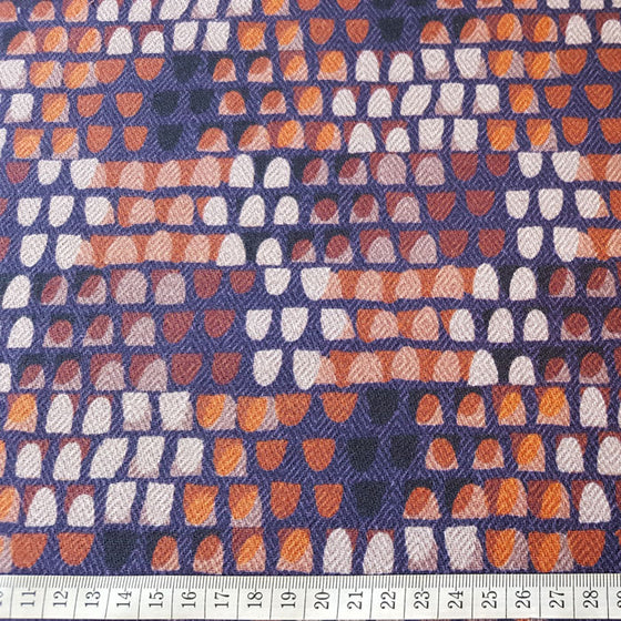 Heavy Cotton Canvas Navy/Stone/Terracotta Abstract Design - The Fabric Bee