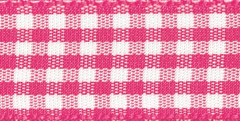 Gingham Ribbon Shocking Pink - The Fabric Bee