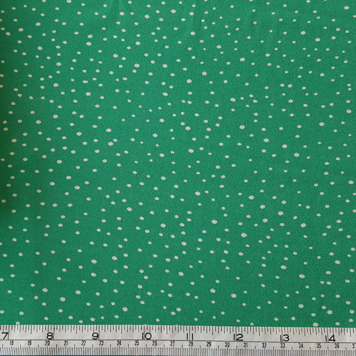 Polyester White Spots on Green Background - The Fabric Bee