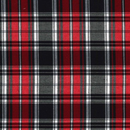 Tartan Black/Red with Stretch C7127 - The Fabric Bee