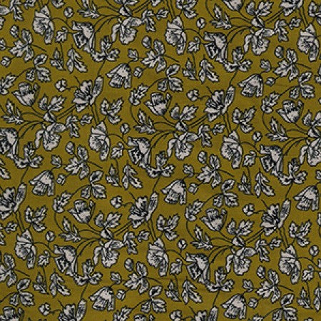 Viscose Twill Mustard Floral C7702 - The Fabric Bee