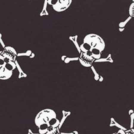 Cotton Poplin Skulls CP0089 White on Black - The Fabric Bee