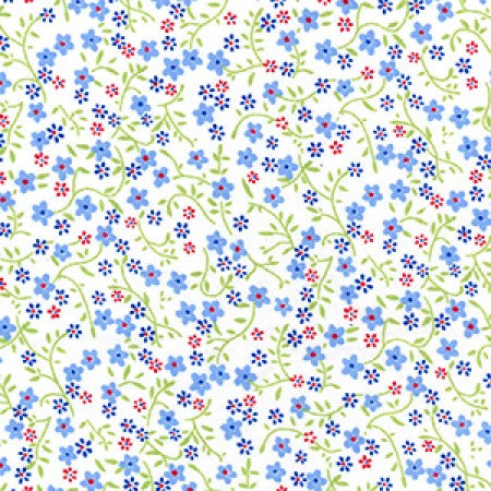 Cotton Poplin Ditsy Floral Blue - The Fabric Bee