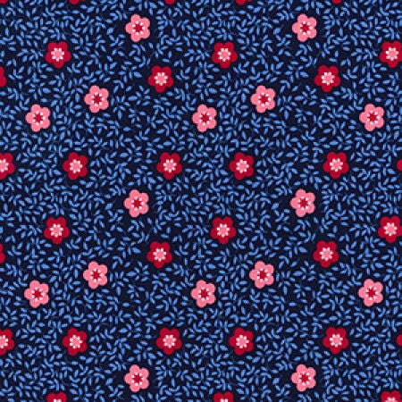 Cotton Poplin Floral CP0723 Navy - The Fabric Bee