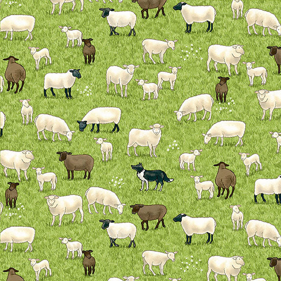 Makower UK Village Life 2291/1 Sheep F6827 LAST PIECE 35cm x 112cm