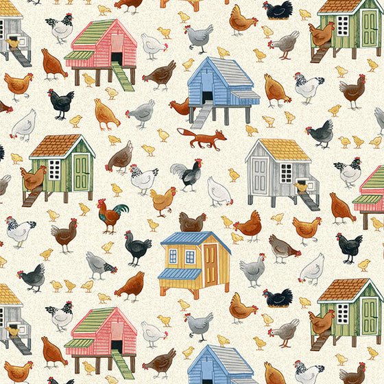 Makower UK Village Life 2294/1 Chickens F6830