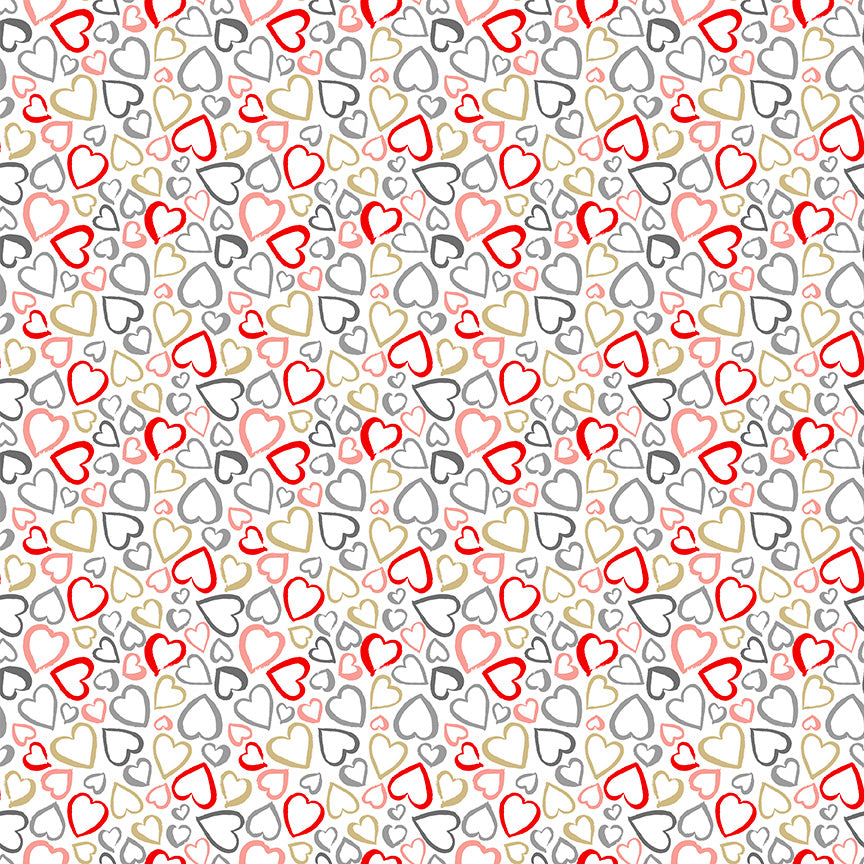 Makower UK Pamper 2315/W Hearts on White F6971