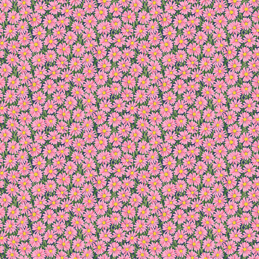 Makower UK Summer Garden 2326/P Daisies Pink F6978