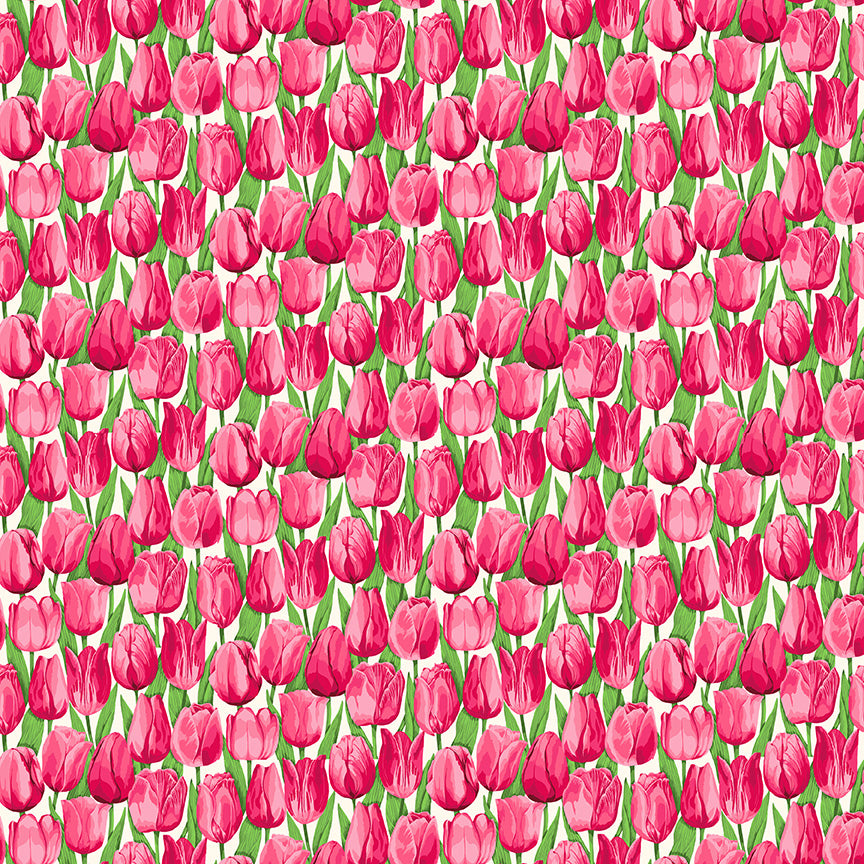 Makower UK Summer Garden 2329/P Tulip Pink F6981 LAST PIECE 35cm x 112cm