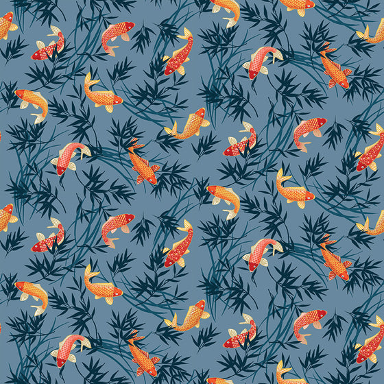 Makower UK Michiko 2332/B Koi on Blue F6987