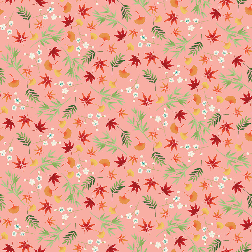 Makower UK Michiko 2333/P Foliage Pink F6989