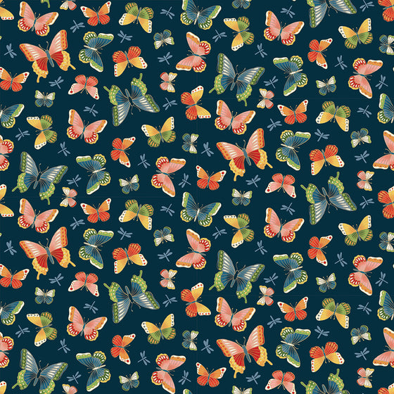 Makower UK Michiko 2334/B Butterflies on Blue F6991