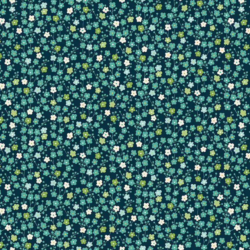 Makower UK Michiko 2335/B Blossom on Blue F6993
