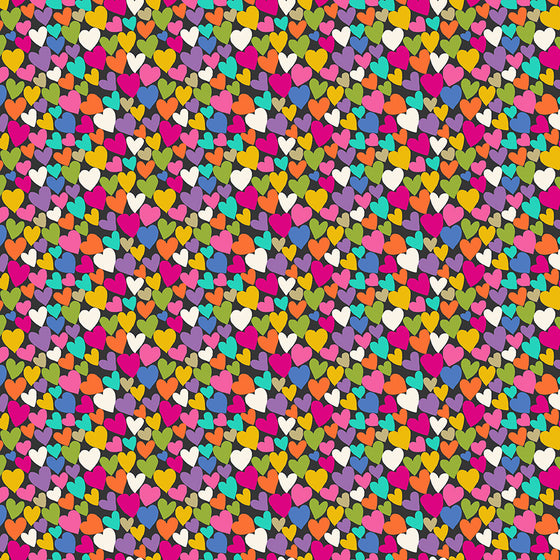 Makower UK Katie's Cats 2350/S Hearts on Grey F7020