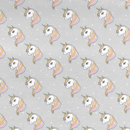 Jersey Fabric JLJ0013 Grey Unicorns - The Fabric Bee