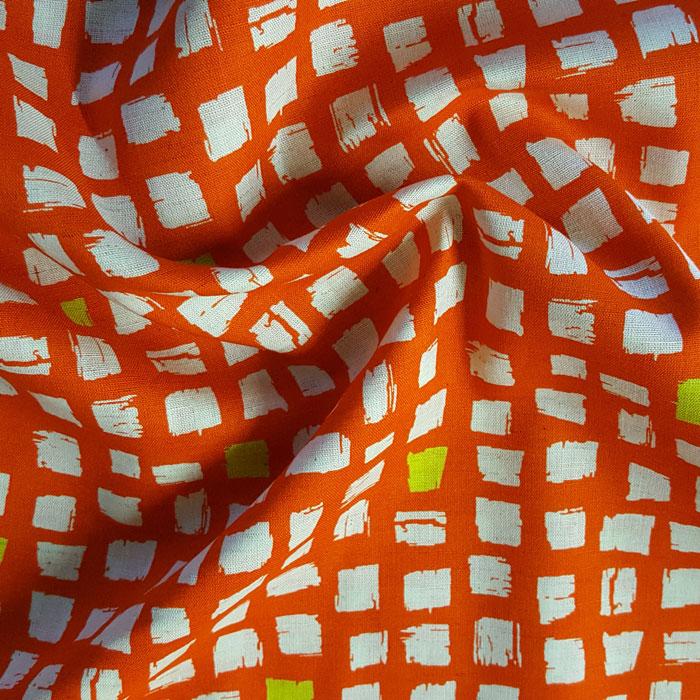 Medium Weight Cotton Fabric - Squares Orange - The Fabric Bee