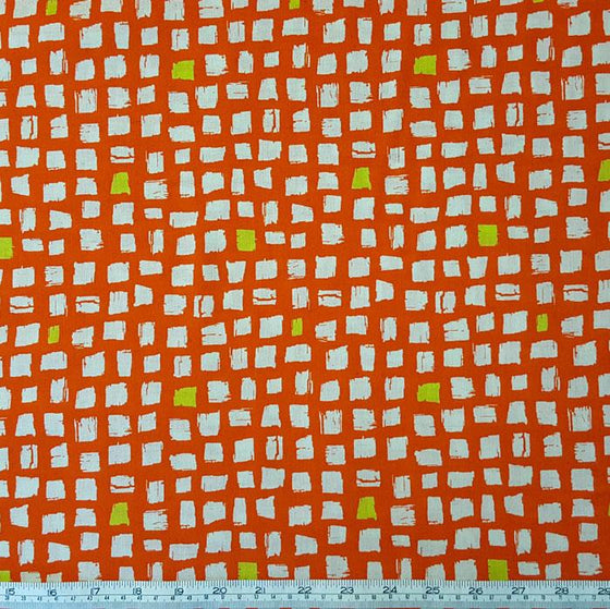 Medium Weight Cotton Fabric - Squares Orange - The Fabric Bee