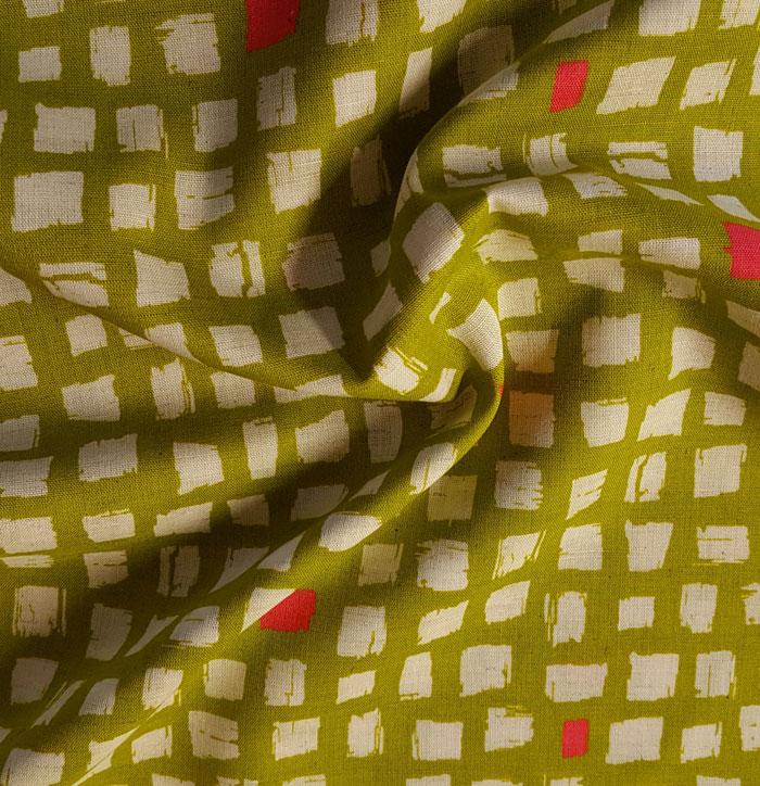 Medium Weight Cotton Fabric - Squares Olive - The Fabric Bee