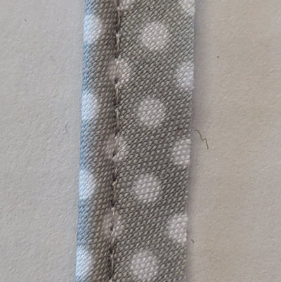 Bias Binding Polyester/Cotton 10mm Grey/White Spot 3mm Piping