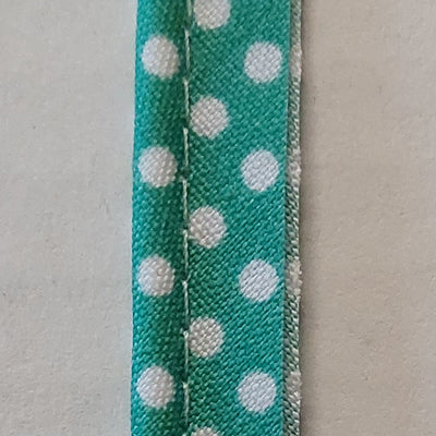 Bias Binding Polyester/Cotton 10mm Jade/White Spot 3mm Piping