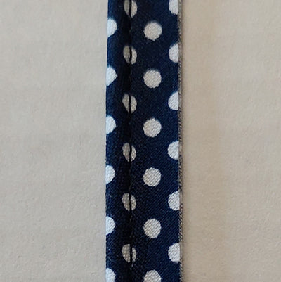 Bias Binding Polyester/Cotton 10mm Navy/White Spot 3mm Piping