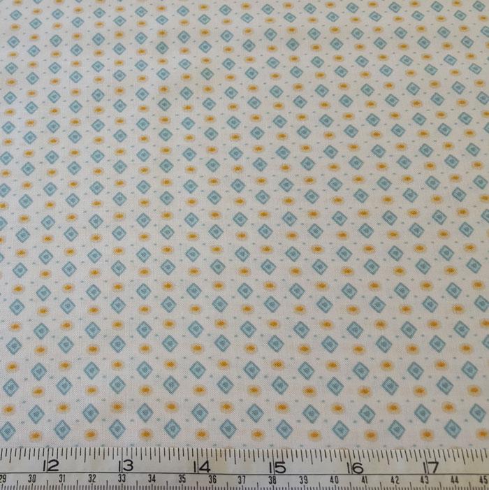 Cotton Lawn White with Blue Diamonds - The Fabric Bee