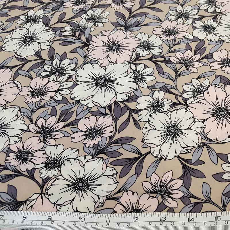 Polyester Floral C7536 Beige - The Fabric Bee