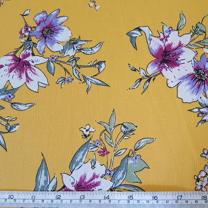 Polyester Morocaine Ochre Floral - The Fabric Bee