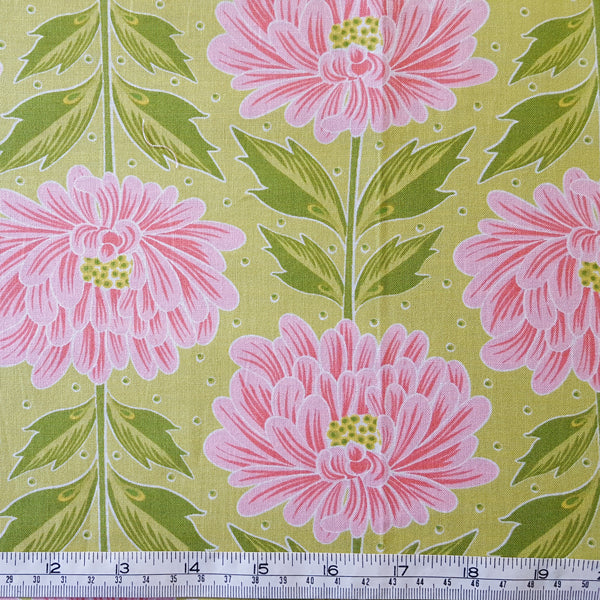 Chantilly  Pink Floral on Green Background F4770