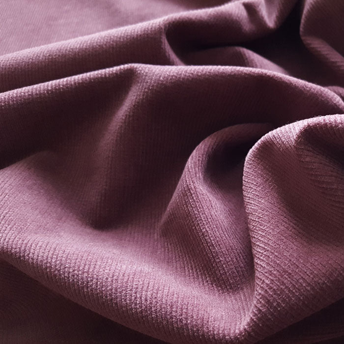 Needlecord Cotton with Stretch Aubergine - The Fabric Bee
