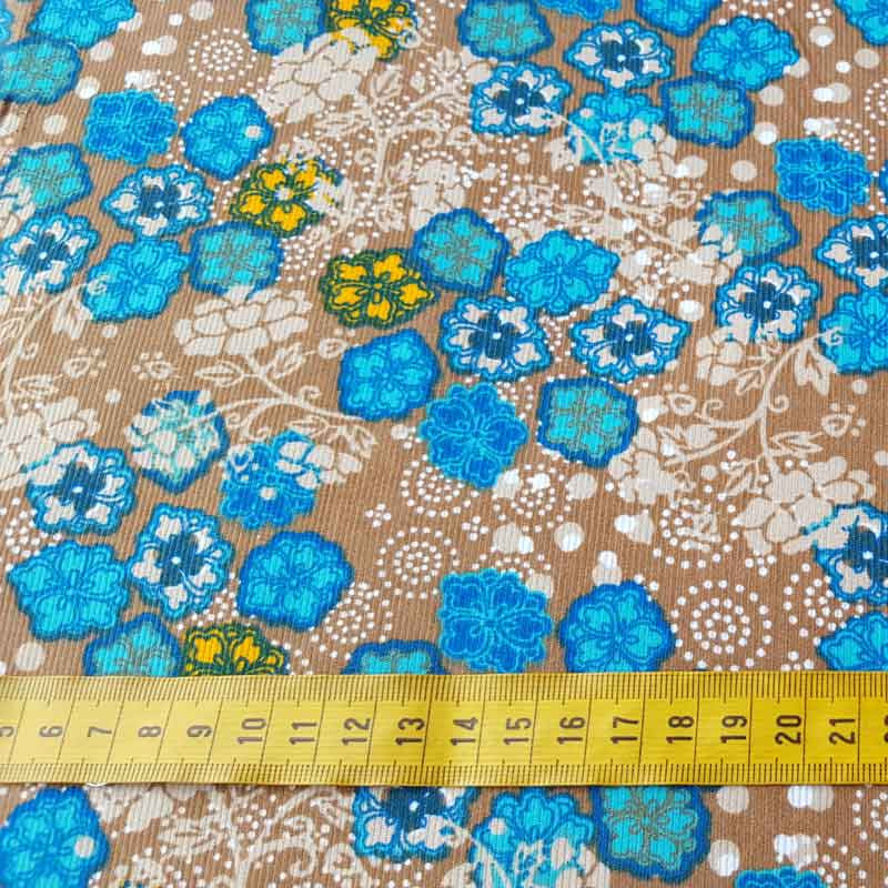 Needlecord Turquoise Flower 6814/V35 - The Fabric Bee