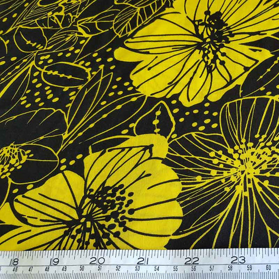 Cotton Lawn FL704/1 Yellow Flowers - The Fabric Bee