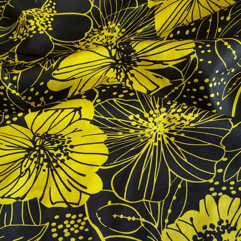 Cotton Lawn FL704/1 Yellow Flowers - The Fabric Bee