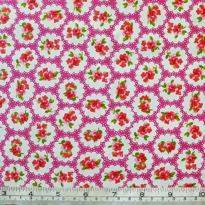 Cotton Poplin Floral on Cerise Spot