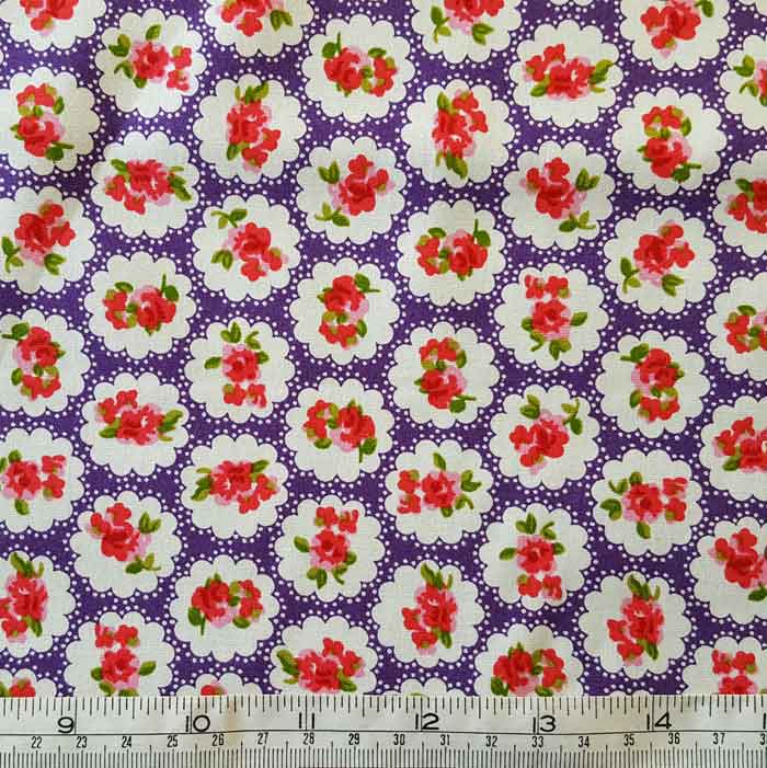 Cotton Poplin Floral on Purple Spot