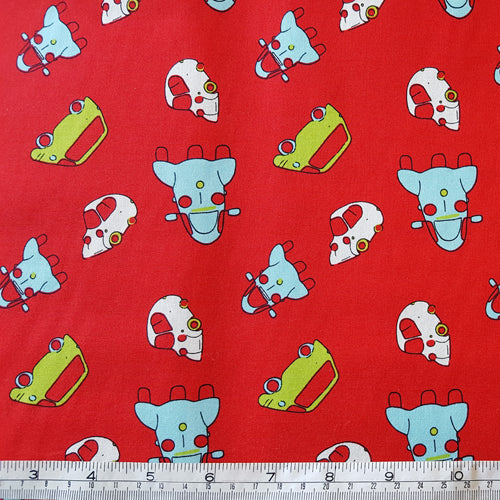 Cotton Poplin Aliens on Red