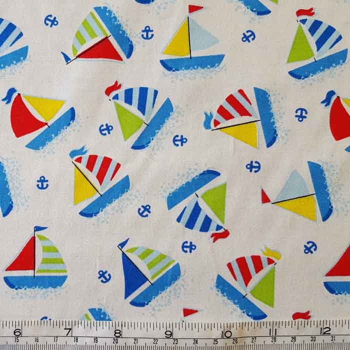 Cotton Poplin Yachts on White