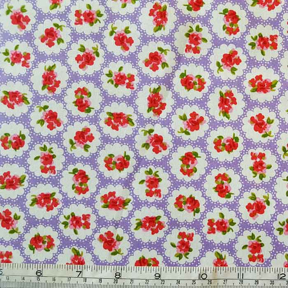 Cotton Poplin Flowers on Lilac
