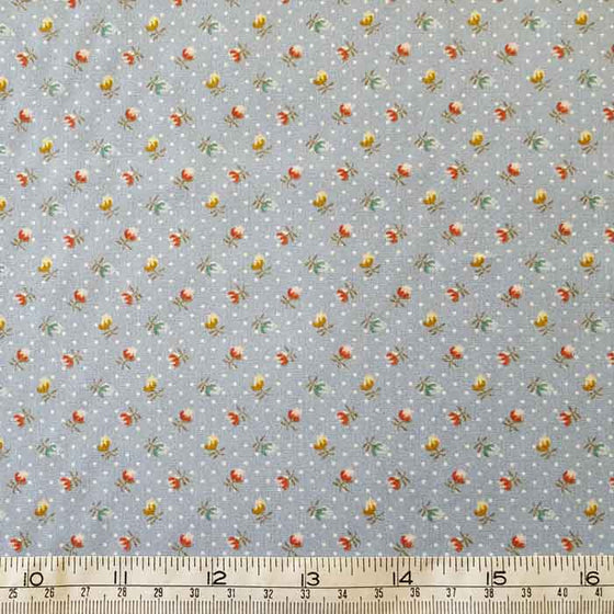 Cotton Poplin Rosebuds on Pale Blue LAST PIECE 70cm x 112cm