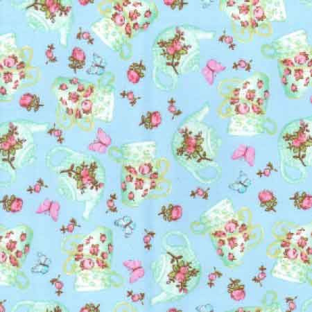 Cotton Poplin CP0362 Sky Floral - The Fabric Bee