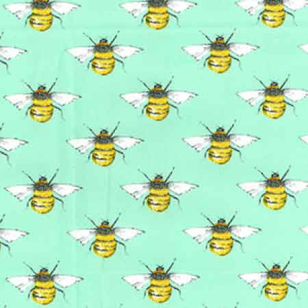 Cotton Poplin CP0395 Bees Mint - The Fabric Bee