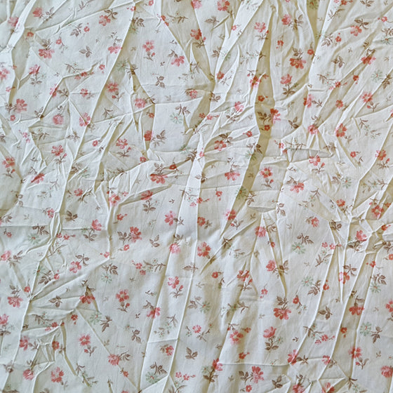 Crinkle Medium Weight Cotton Fabric - Floral on Cream