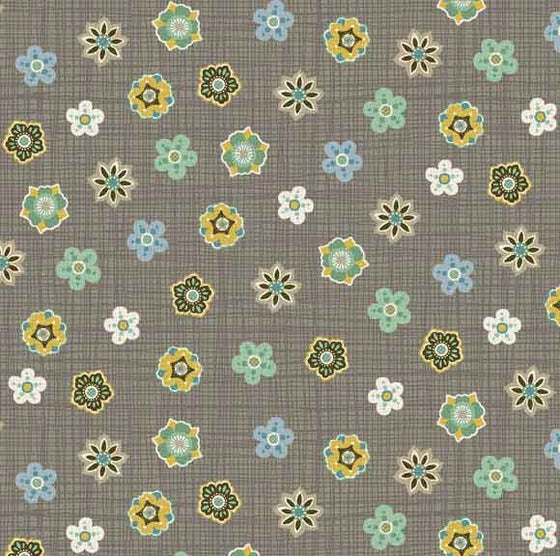 Makower UK Bohemia Flower Heads Slate F5358 - The Fabric Bee