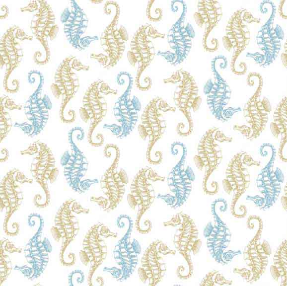 Makower UK Beachcomber - Seahorses - 1995/1 F6407 - The Fabric Bee